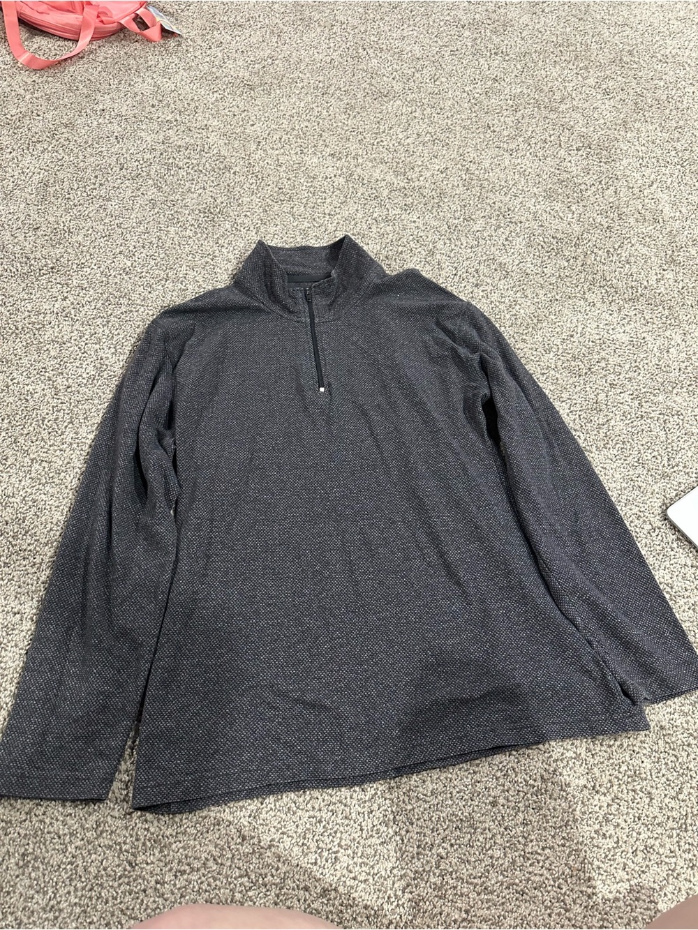 Men's Quarter-Zip Long Sleeve Sweater - Dark Charcoal